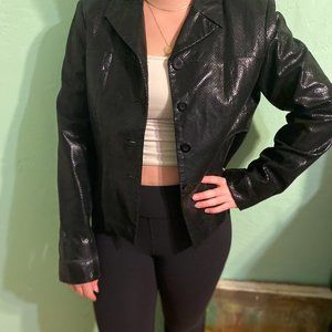 Cache black leather jacket size 10